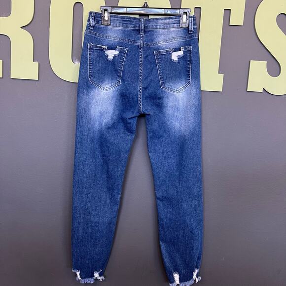 Dark Wash Distressed Skinny Jeans Women's Medium - Picture 2 of 5